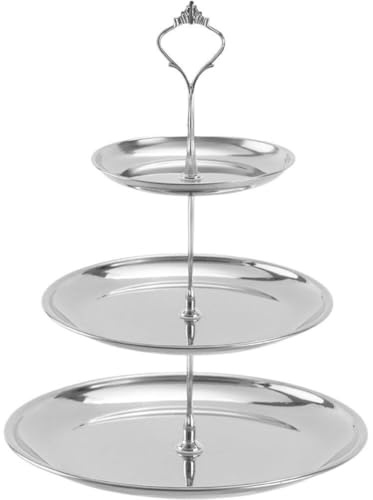 Luxylei Kuchenständer, 3 Etagen, Cupcake-ständer Aus Edelstahl, Silbernes Serviertablett, Kuchenhalter, Kuchenständer Für Nachmittagstee-Dekorationen
