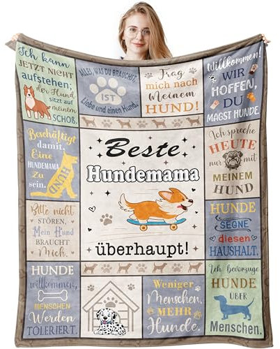 Jinmaple Geschenke für Hundebesitzer Frauen, Hundemama Geschenk Decke 150x130CM, Hundegeschenke für Hundemama Mutter Hundeliebhaber Geburtstags Muttertagsgeschenke für Hundemama von Tochter Sohn