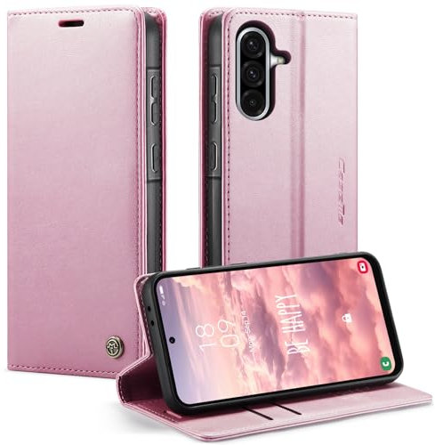 KZB Handyhülle für Samsung Galaxy A56 5G Hülle Premium Leder Klappbar Tasche Flip Case Magnet Kartenfach Standfunktion Klapphülle Schutzhülle für Samsung Galaxy A56 - Rose Gold