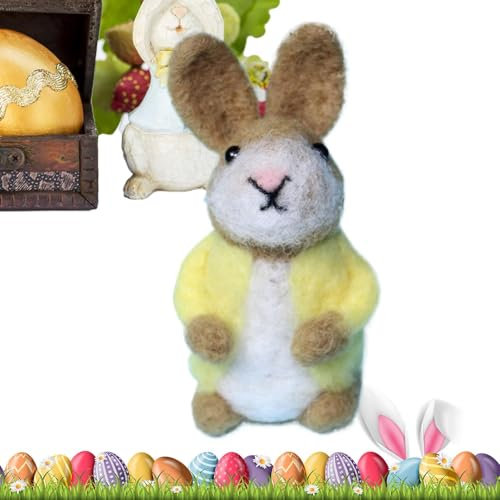 Oldmoom Osterhase aus Filz, Hasenpuppe aus Filz, Ostern-Tierhandwerk häkeln, Filz-Kaninchen-Tiere mit bunten Jackenmänteln, handgefertigte Puppenornamente für Kinder als Feiertagsdekoration