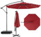 RELAX4LIFE Ombrellone da Giardino 3x3M con Luci a LED, Ombrellone da Balcone con Base a Croce e Sacco di Sabbia, Protezione Solare, per Giardino Terrazzo e Patio (Vino Rosso)