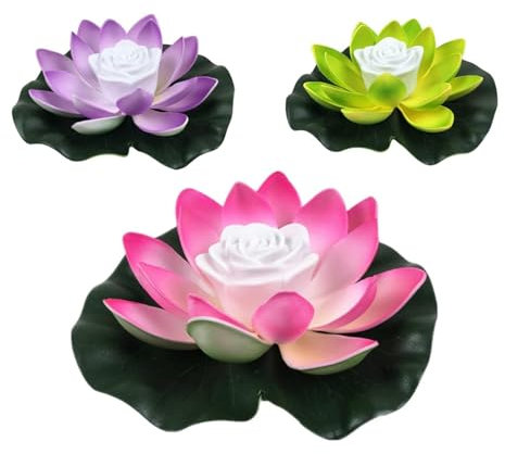 JDKJAG 18cm 3pcs Solar Pond Lights, Floating Solar Lights, Pond Lightss Underwater, Solar Powered Pondss Light, Floating Lotus Flower Lamp with Color Changing, for Garden Fountain (3pcs)