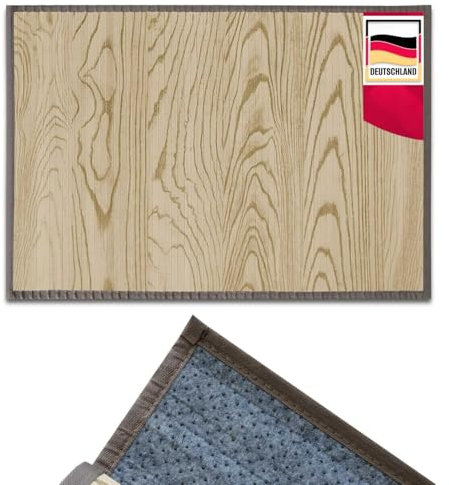 casa pura Tapis de Cuisine en Bambou hypoallergénique,idéal pour Salle de Bain,Salon,Corridor,Couloir, 17 mm d'épaisseur,Dos en Feutrine avec Picots antidérapant (Nature, 90 x 120 cm)