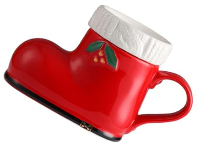 HOLIDYOYO Keramik Kaffeetasse in Stiefelform mit Henkel Multifunktionaler Trinkbecher für Kaffee Wasser Tee Niedliche Weihnachts-tasse als Festliches Geschenk für Familie und Freunde