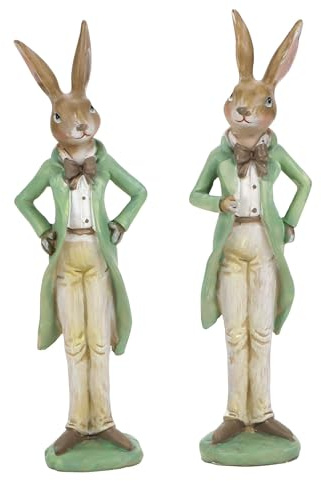 Bubble Store Hasen-Duo - 2er Set Hasen-Männer im Anzug - Osterfiguren aus Polyresin - Osterhasen Dekofigur
