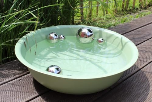 LB H&F Moderner Miniteich & Pflanzschale Fertigteich Metallwanne Wanne grün Schale Wasser rund 47 cm groß wasserdicht (3)
