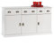 IDIMEX Buffet Salle à Manger Paris en Bois L 133 cm avec 3 Portes battantes et 3 tiroirs spacieux, poignées Coquille, Meuble de Rangement, Structure Robuste et Finition élégante, Coloris Blanc