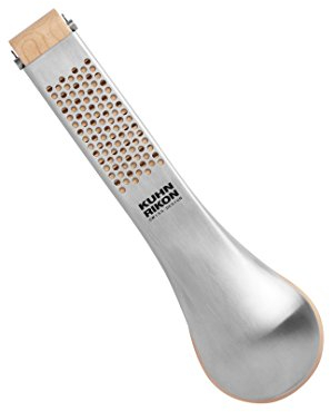 Kuhn Rikon 23058 Stainless Steel Tabletop Garlic Press with Maple Wood Base