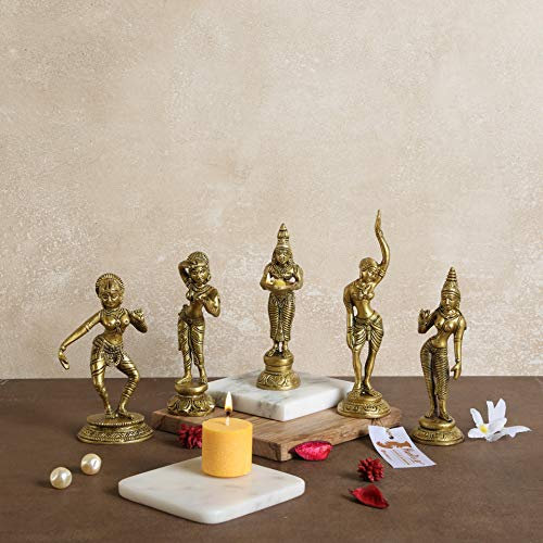 Handecor - Juego de 5 Vasos de latón apsara