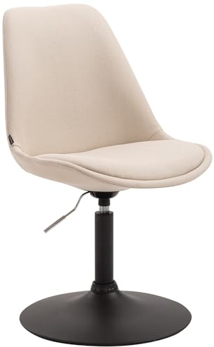 CLP Esszimmerstuhl Maverick I Stoff-Bezug I Drehstuhl, Farbe:Creme, Gestell Farbe:schwarz