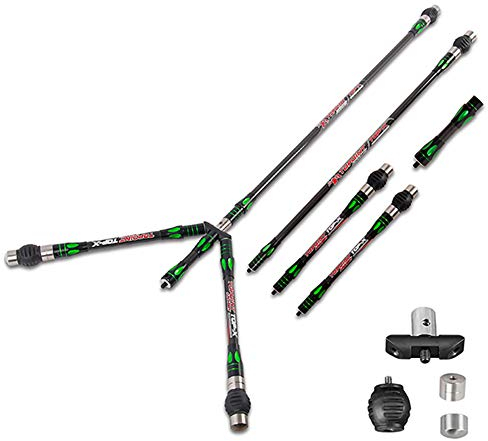 SHARROW Bogenschießen Bogen Stabilisator Stange 30 Abnehmbare Stabilisierer System Balance Bar Stabilisator Verlängerungsstange Komplett System für Compound Recurve Bogen(Grün)
