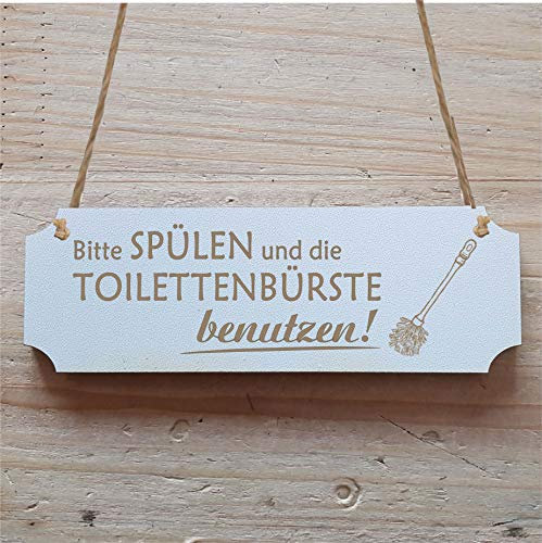 Schild Bitte Spülen und die Toilettenbürste benutzen - ca. 20 x 6,7 cm