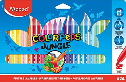 Maped - Filzstifte/Fasermaler COLOR'PEPS JUNGLE mit mittlerer Spitze - 24x Stifte, 24 Farben, 24 UNIDADES