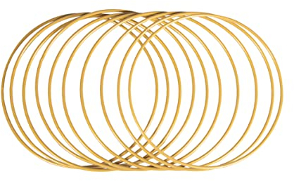 Rayher 25215616 Metallringe, 10 Stück (1er Pack), 20 cm ø, gold beschichtet, Stärke ca. 3 mm, Drahtringe zum Basteln, für Wickeltechnik, Traumfänger, Floristik, Hochzeitskranz, Hoops
