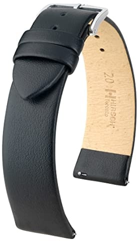 HIRSCH XL Herren Uhrenarmband Kalbsleder Modell Toronto 18 mm Schwarz