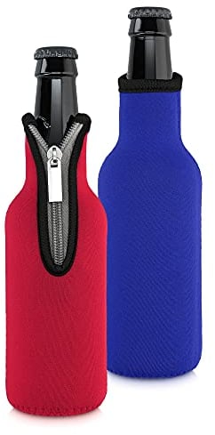 kwmobile 2X 330ml Flasche Flaschenkühler - für Bier und andere Getränke - aus isoliertem Neopren - Kühler in Blau Rot