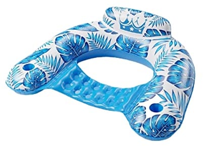 Pool Stühle Luftmatratze Aufblasbare Wasserhängematte Pool Float, Wasserhängematte Mit Rückenlehne U-förmiger Sitz, PVC Aufblasbarer Schwebebett Mit Getränkehalter Für Strand Und Pool (Blau)
