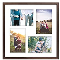aFFa frames Tisar 34x34 cm Cadre photo en bois avec verre synthétique incassable multi-vues Cadre Multi Photo avec Passe-Partout 4 ouvertures pour 4 images 10x15 cm Bronzé (22)
