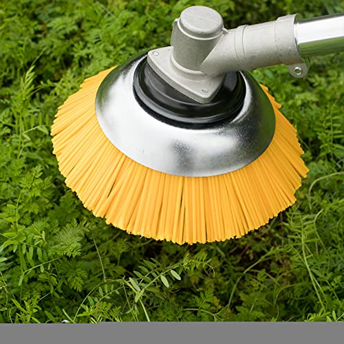 Tuzsocr 8 Garden Weed Brush Lawn Mower,Nylon Wire Head, Nylon Wire Wheel Garden Weed Brush for Lawn Mower,Grass in Corner, Moss(Yellow).