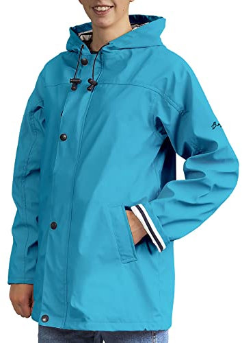 Breizh Ocean - Ciré Armor femme, manteau imperméable mixte, doublure à rayures de style marinière - du XS au 4XL (Turquoise).