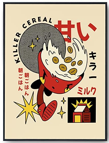 JOPRICO Japan Poster vintage - Cereal K***er - Küchenposter lustig - japan Deko