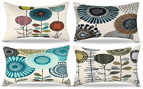 Kissenbezüge 30x50 Blau Kissenbezug Sonnenblumen Kissenbezüge 30x50 Zierkissenbezüge 4er-set Frühling Sommer Kissenhülle Leinen Kissenhüllen Passend Für Wohnzimmer Garten Sofa Kissen Dekoration