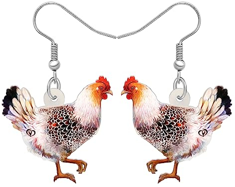 RAIDIN Acryl Süße Henne Hahn Huhn Bauernhof Tier Ohrringe für Damen Mädchen Hypoallergene Baumeln Haken Ohrringe Schmuck Geschenke für Huhn Liebhaber Party Dekorationen (Salz)
