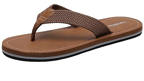 Harssidanzar Uomo Infradito, Pantofole da uomo, Casual, Pantofole da surf, Pantofole da spiaggia, Balneazione, Estate antiscivolo resistente all'usura Infradito, Sandali HM001EU,Sella, Taglia 43