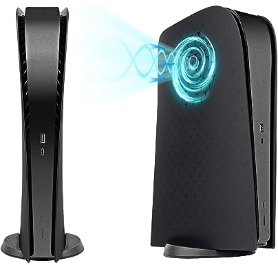 Mcbazel PS5 Façade Remplacement Avant Rigide Console Digital PS5 Plaque de Remplacement du Panneau de Ventilation de Refroidissement pour Playstation 5 Digital Edition - Noir(Pas pour PS5 Slim/Pro)