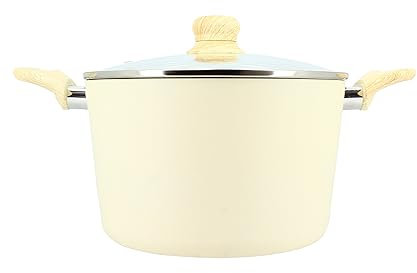 MENASTYL - Faitout 24cm Colorama crème - En Aluminium - Revêtement antiadhésif en céramique - Tous feux dont induction