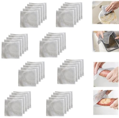 Chiffons À Vaisselle en Fil De Fer Polyvalents for Humides Et Secs, Nouveau Torchon Multifonctionnel Anti-Rayures en Fil d'acier, Chiffon À Vaisselle en Fil d'acier, Chiffon À Récurer Anti-Rayures (C