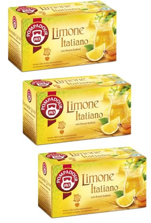 Pompadour® | Infuso Frutta Aroma Limone e Miele | Miscela Limoni Italiani in Pezzi e Miele - 3 x 20 Filtri (150 Gr) | Tisana Limone Italiano