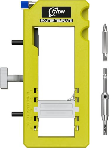 Door Hinge Jig, Door Hinge Mortiser, Router Template Fits for Door Hinges Kit Fits 3” to 5” Length and 1/4” or 5/8” Thickness, Yellow