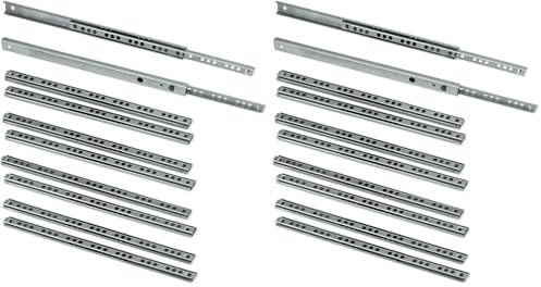 Emuca - Set of 5 Pairs (10 Pieces) Sliders/Ball Slides Extracted Part 17mm x 278mm (0,66 x 10,94 inch) for Drawer, Zinc Plated (Pack of 2)