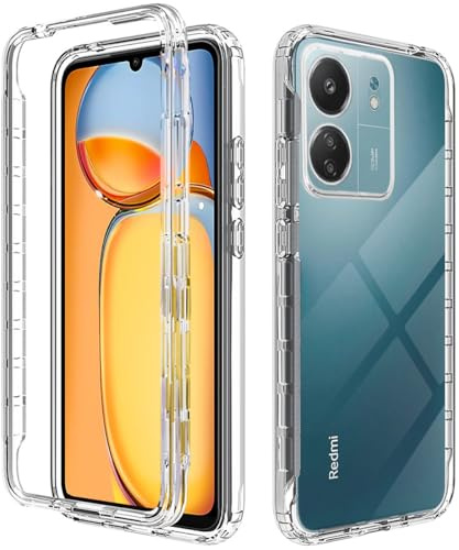 ISOI Coque pour Xiaomi Redmi 13C/Poco C65,360 Degrés Protection,Transparent Très Mince Étui en Silicone TPU Front et PC Retour Housse -Transparent