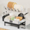 LIONONLY Escurridor de Platos 2 Niveles,Acero Inoxidable Escurreplatos con Bandejas de Goteo, Soporte de Cubiertos,Estante de Tazas und Puerta de Boquilla Giratoria,Escurreplatos sobre Fregader