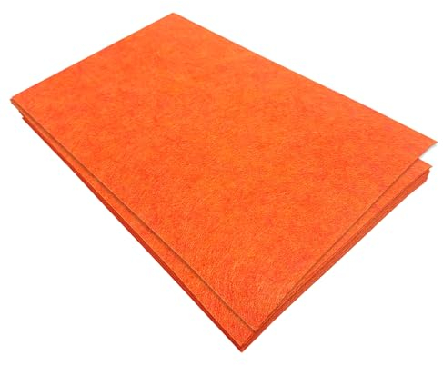 Jtnohx Filzstoff, Steifer Bastelfilz, Farbige Filz zum Basteln, 17,78×28,7cm 11 Pcs Filzplatten Quadrat für das Nähen (Orange)