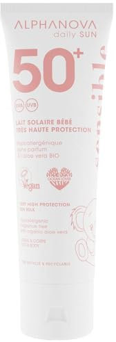 ALPHANOVA Lait Solaire Bébé SPF50+ DAILY SUN - Visage et corps - Hypoallergénique - peaux sensibles - sans parfum 50ml