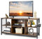 COSTWAY TV-Schrank, Lowboard mit offenen Fächern & Aufbewahrungskorb, TV-Regal für Fernseher bis 65 Zoll, Fernsehtisch, Fernsehschrank für Wohnzimmer, Schlafzimmer, Industrie-Design, 140 x 40 x 63 cm