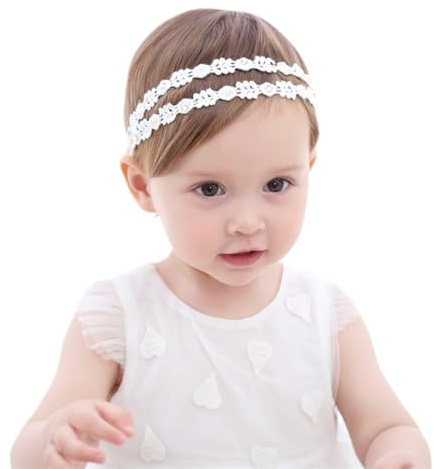 Bébé Filles Bandeaux Élastique Double Dentelle Fleur Bandeau Doux Arc Headwrap Cheveux Accessoires pour Filles