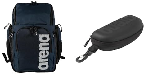 ARENA Team Backpack 45 Großer Sportlicher Rucksack & Swim Brillenetui, Brillenetui Hardcase, Brillenetui Hartschale, Schwarz