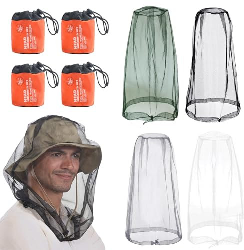 DKDDSSS 4 Pièces Chapeau de Pêche Casquette de Moustiquaire, Casquette Anti-Moustique Chapeau de Filet, Chapeau Anti Moustique, Chapeau moustiquaire, pour Apiculture Camping