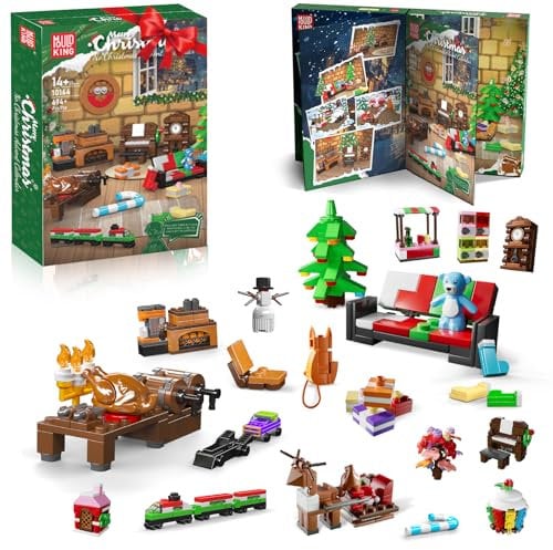 Mould King Adventskalender 2025 Weihnachtsbaum Bausteine Set - 694 Teile 24 Tage Countdown Kalender Weihnachten Spielzeug, Weihnachts Bausatz Adventskalender Geschenke für Kinder Jungen Mädchen