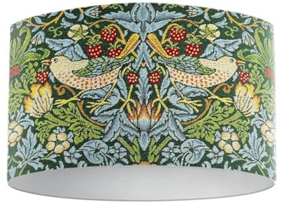 Harrison Cropper William Morris Tapestry Strawberry Thief Drum Lampshade (Bottle Green, 20cm Diameter Table/Standard Lamp)