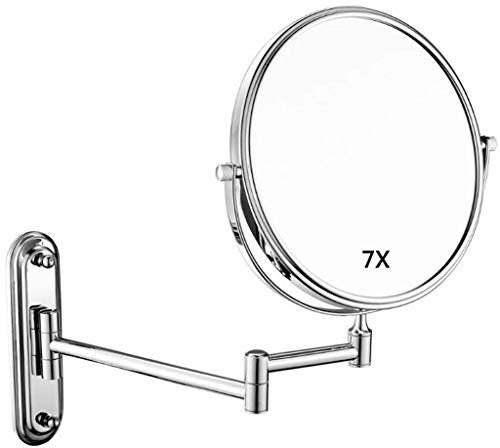 YIHANSS Kosmetikspiegel, Make-up-Spiegel, Wand-Rasierspiegel, Vergrößerung, doppelseitig, rund, für Badezimmer, drehbar, ausziehbar, Kosmetikspiegel / 7-Fach