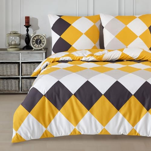 Buymax Bettwäsche 200x220 cm – Bettwäsche Set 3-teilig 200 x 220 cm, Renforcé 100% Baumwolle, Bettbezug mit 2 Kissenbezügen 80x80 cm, Oeko-TEX, Reißverschluss, weich und atmungsaktiv