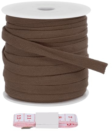 PATIKIL Cordon Plat À Cordon De Serrage 12mm x 22 Yd Cordon Plat Brun Foncé | De Remplacement, Corde En Coton Doux, Pour Cordon De Sweat À Capuche, Avec Règle, Pour Shorts Pantalons