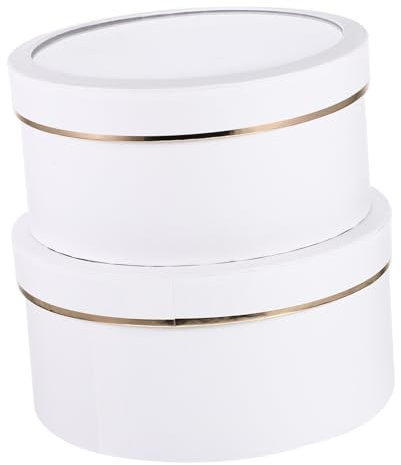FRCOLOR 2 Stücke Boxen PVC-Blumen-Geschenkbox Geburtstagsparty-Boxen Boxen mit Deckel hochzeitsgeschenk storage boxes mama Geschenkboxen beschichtetes Papier Weiß