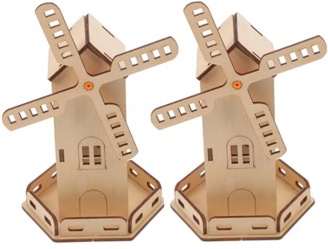 ifundom 2 Sets DIY-solar-windmühlen-modellbausatz, Holzpuzzle, Montagemodell, Stem-Spielzeug Für Jungen