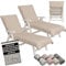 CalmySEA 2X Handtuch für Sonnenliege - 200x75cm mit Kapuze Microfaser Light Weight Schonbezug für Gartenliege Handtücher mit Umschlag Liegestuhl Bezug Strandliege (Beige, 2 Stück)